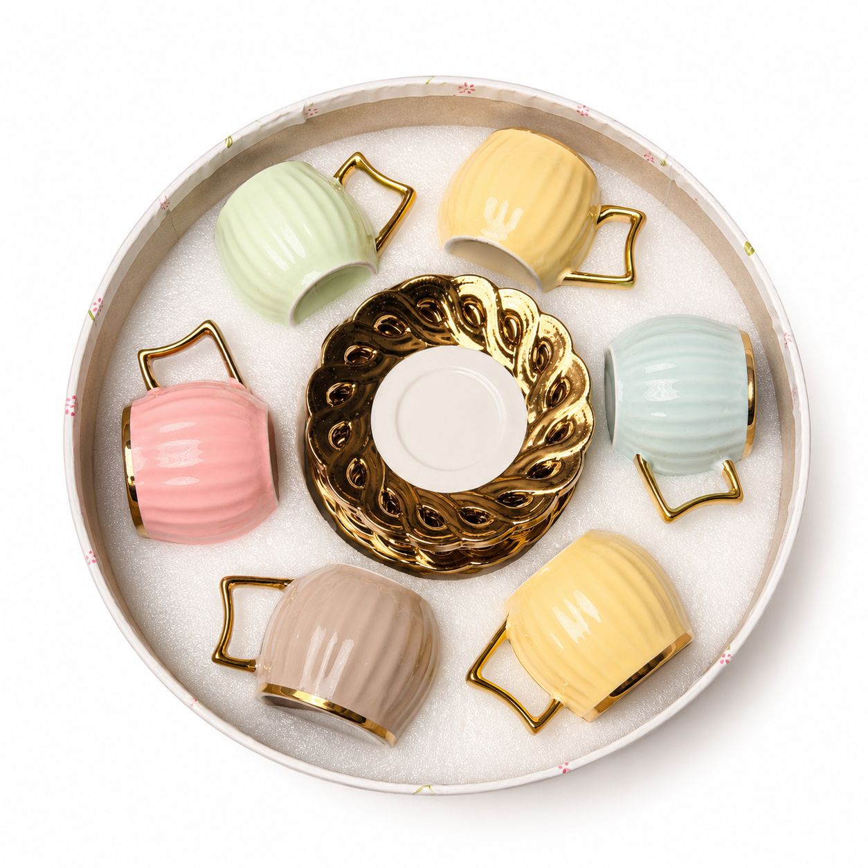 Colorful coffee cup set