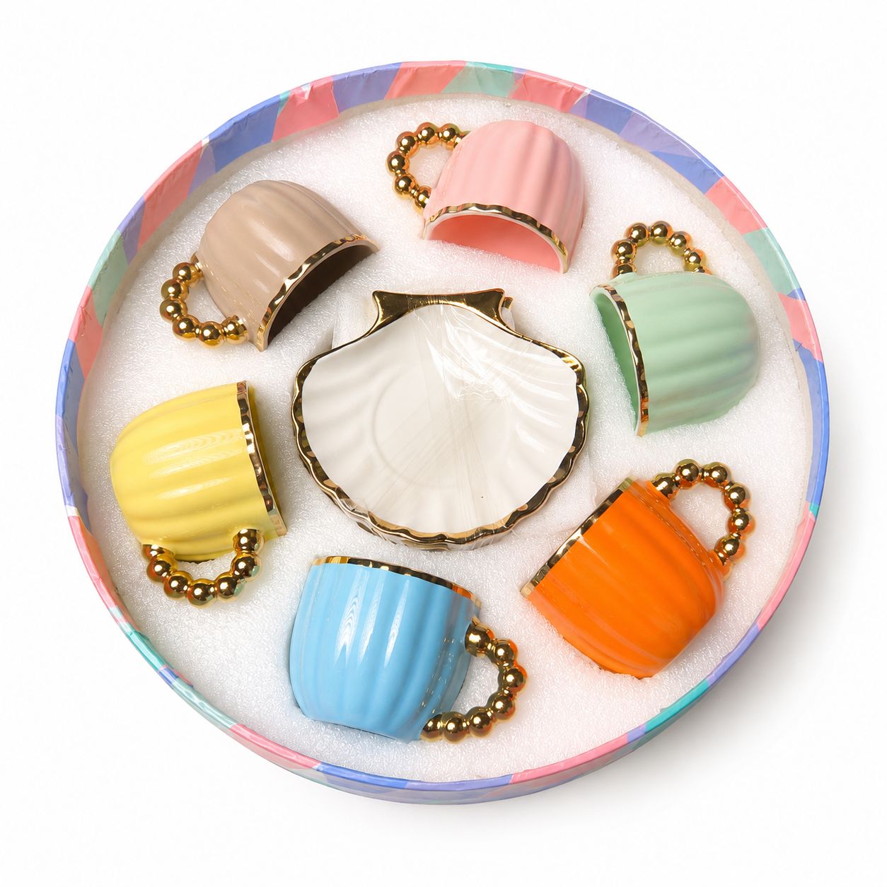 Colorful coffee cup set