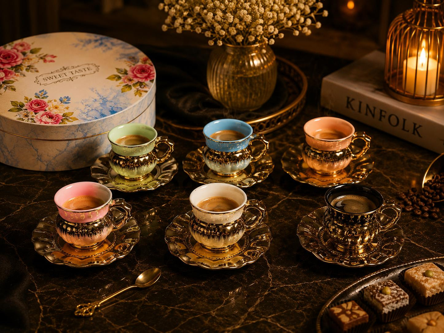 Colorful coffee cup set